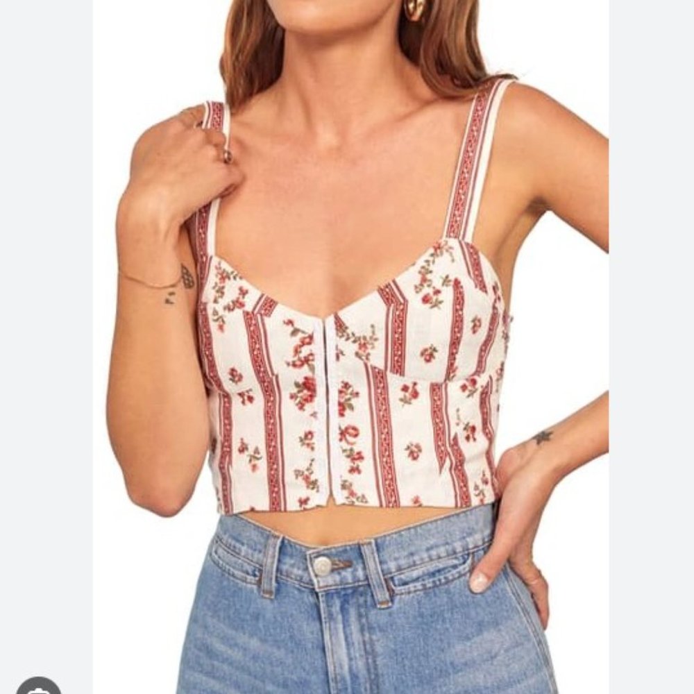 Reformation Vittoria Linen Crop Top in Vienna Size 4